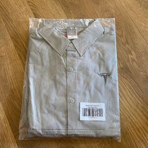 Tesla Logo Poplin Button Down Shirt Long Sleeve Mens XL Gray
